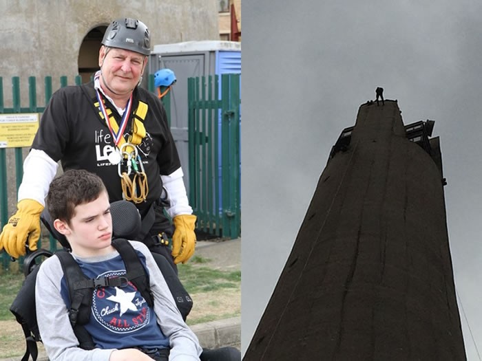 Gary Rock Abseil Northampton Lift Tower for Life for Lewis Appeal